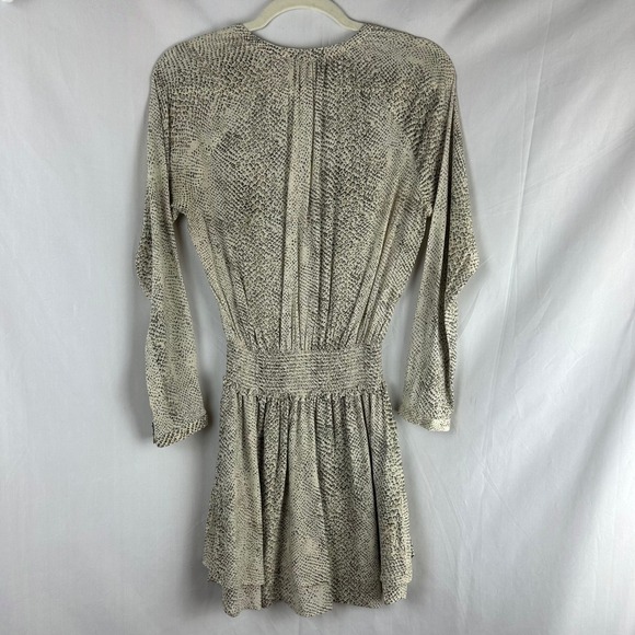 Rails Jasmine Cream Snakeskin Print Smocked Waist V Neck Mini Dress Size XS XS - Picture 8 of 11